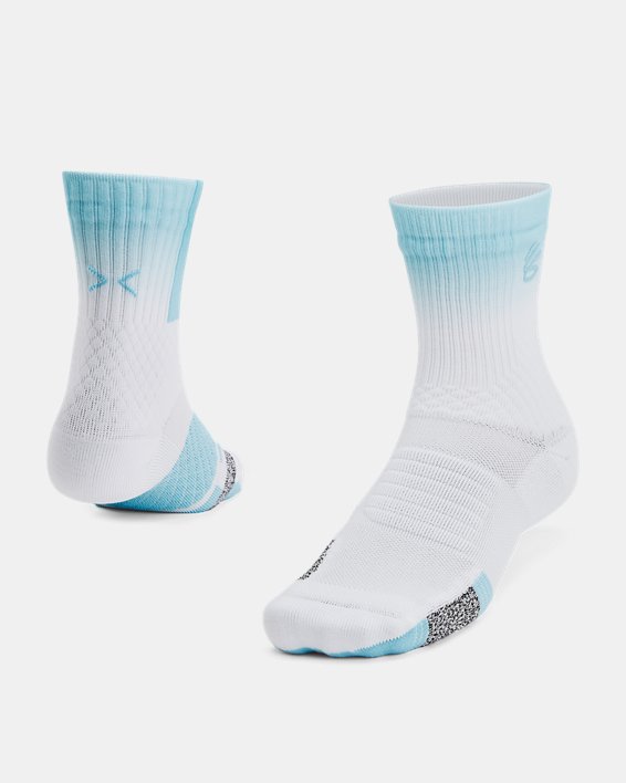 Unisex Curry ArmourDry™ Playmaker Mid-Crew Socks in White image number 0